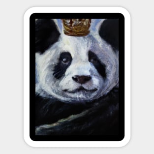 Panda with Crown Oil Painting Sticker